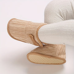 Bowknot Baby Girls Comfort Boots - Soft Warm Fleece - Indoor Autumn Winter