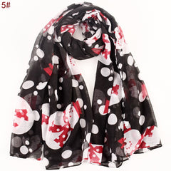 Christmas Snowflake Snowman Scarf Lightweight Shawl