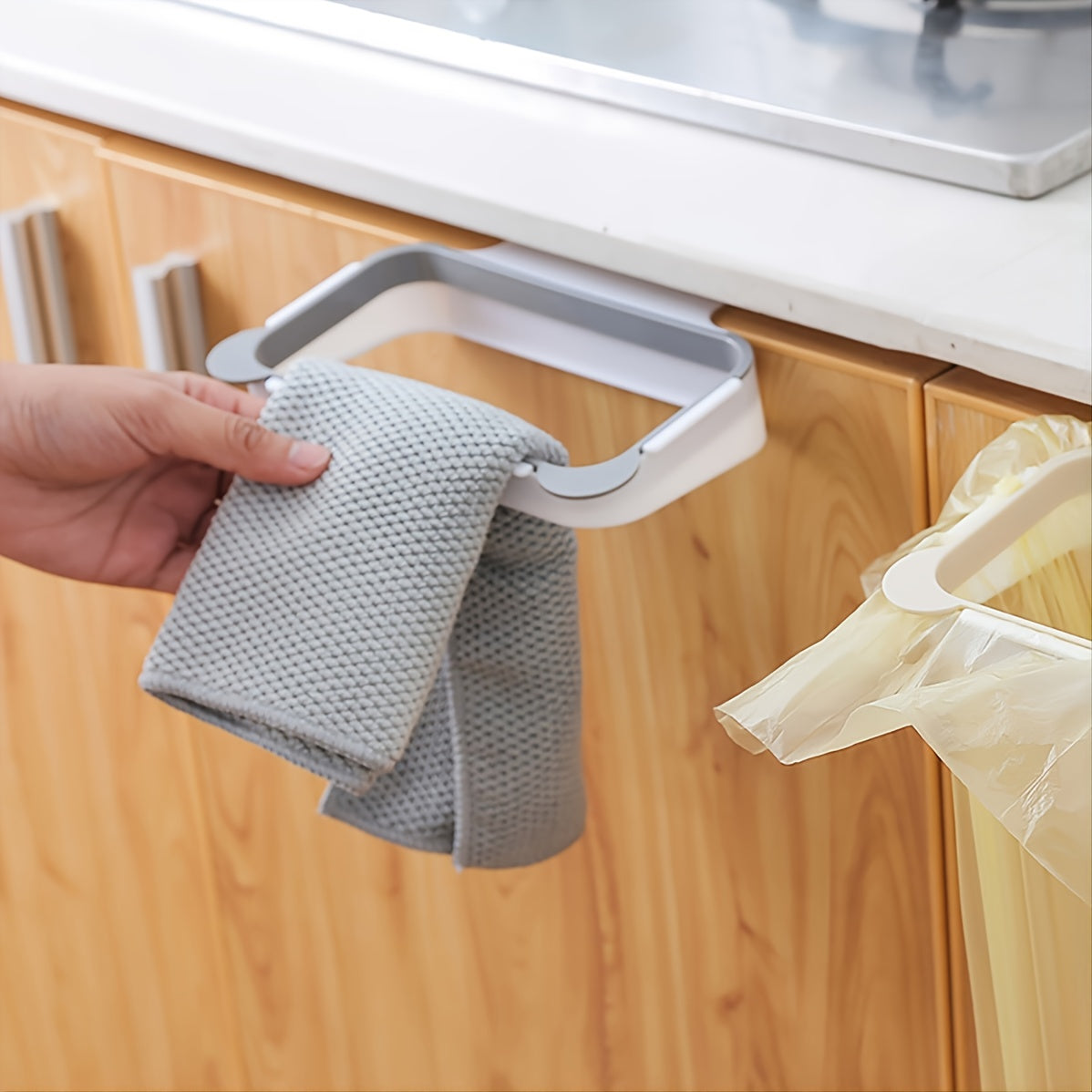 Kitchen Portable Trash Bag Holder for Cabinet Door
