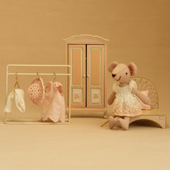 Mini Coat Rack Set with 3 Hangers - Golden Finish