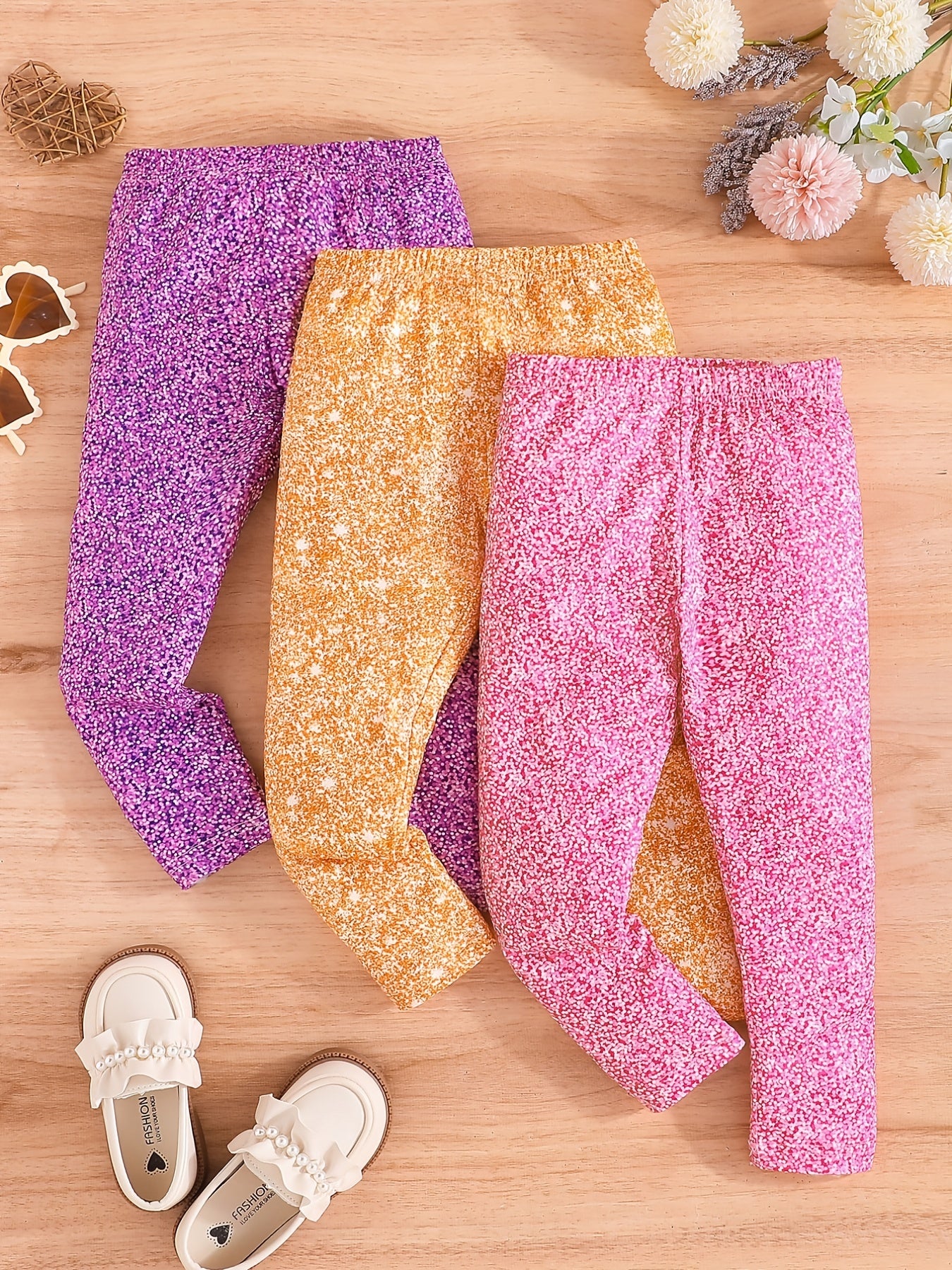 3pcs Girls' Dalmatian Leggings Stretch Casual Pants Spring Autumn