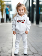 OERYUI Girls boys WHAT Print Hoodies Pants Set For Spring Fall Sports