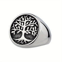 Lucky Tree Of Life Silvery Ring Men's Vintage Ring