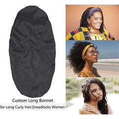Women's Satin Fabric Night Cap Hair Cap Bonnet with Braided Bow