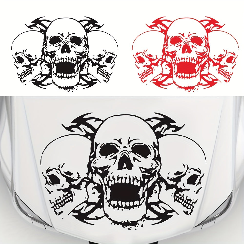 Three Skull Head Hood Car Stickers Door Body Halloween Vinyl Decals