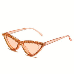Rhinestone Cat Eye Frame Sunglasses UV Protection Small Glasses