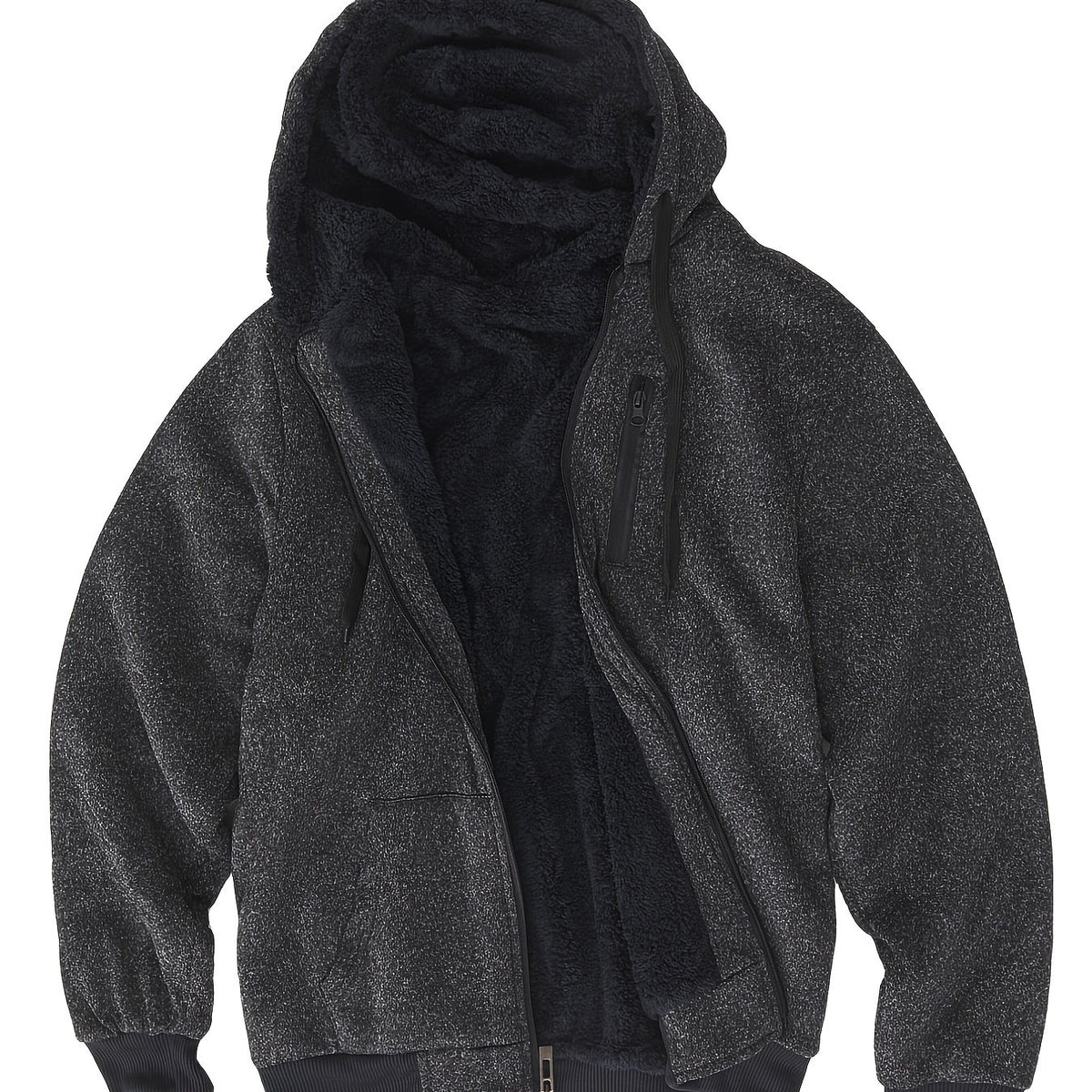 Men's Winter Zip Up Hoodie Fleece Sweatshirt Warm Coats