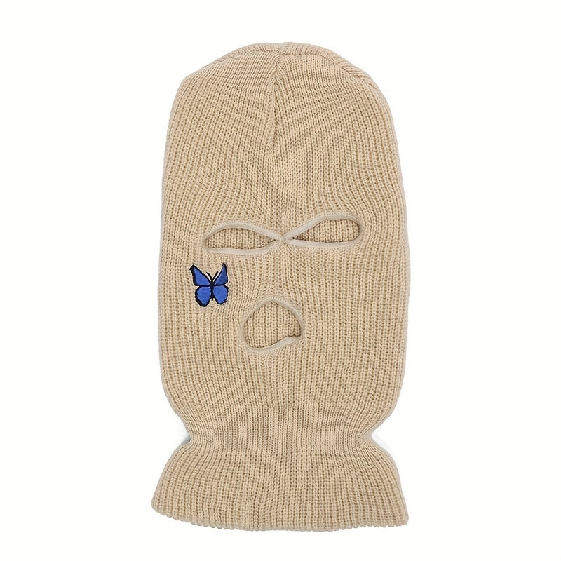Butterfly Embroidery Y2K Balaclava Solid Ski Mask Hip Hop Knitted Mask