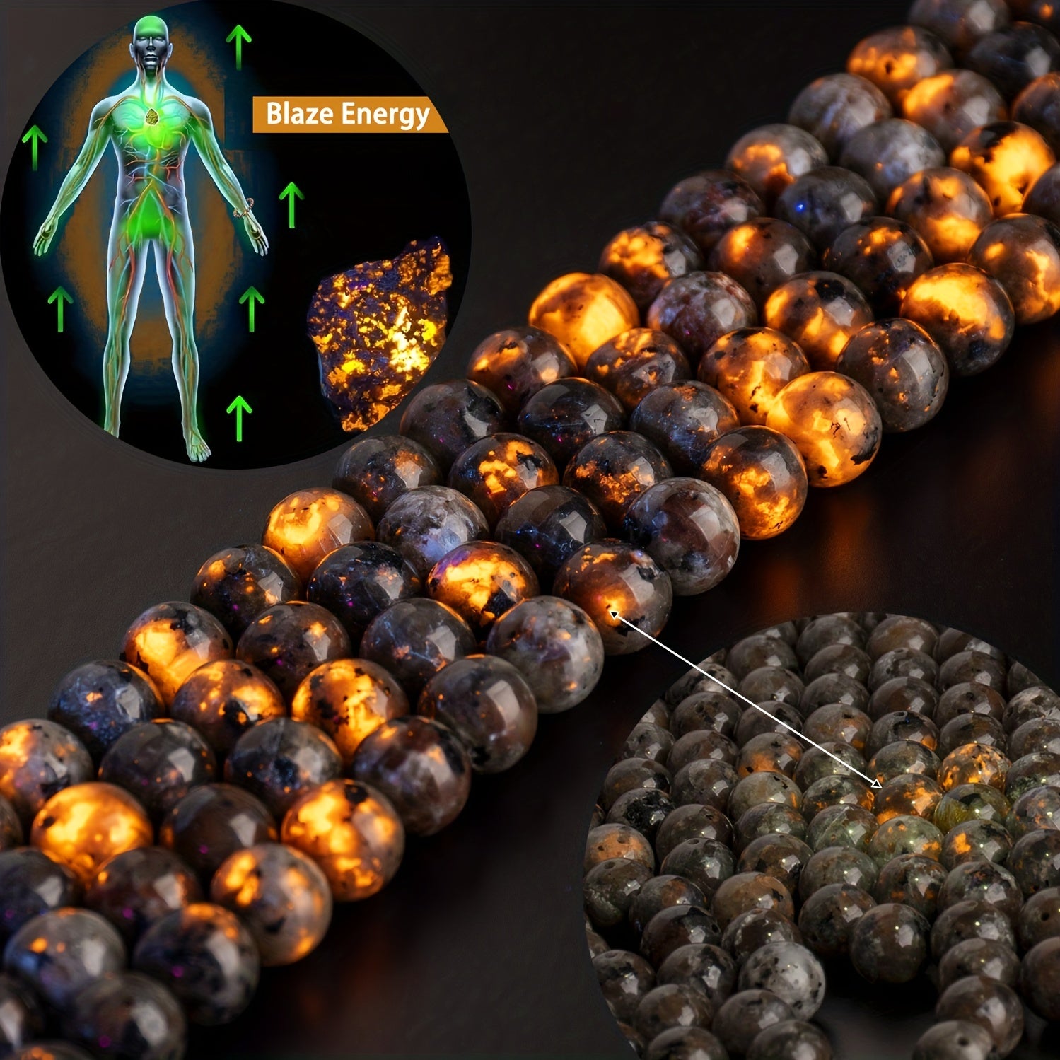 50-100pcs Yooperlite Glow Stone Beads Healing Energy Chakra UV Reactive Syenite