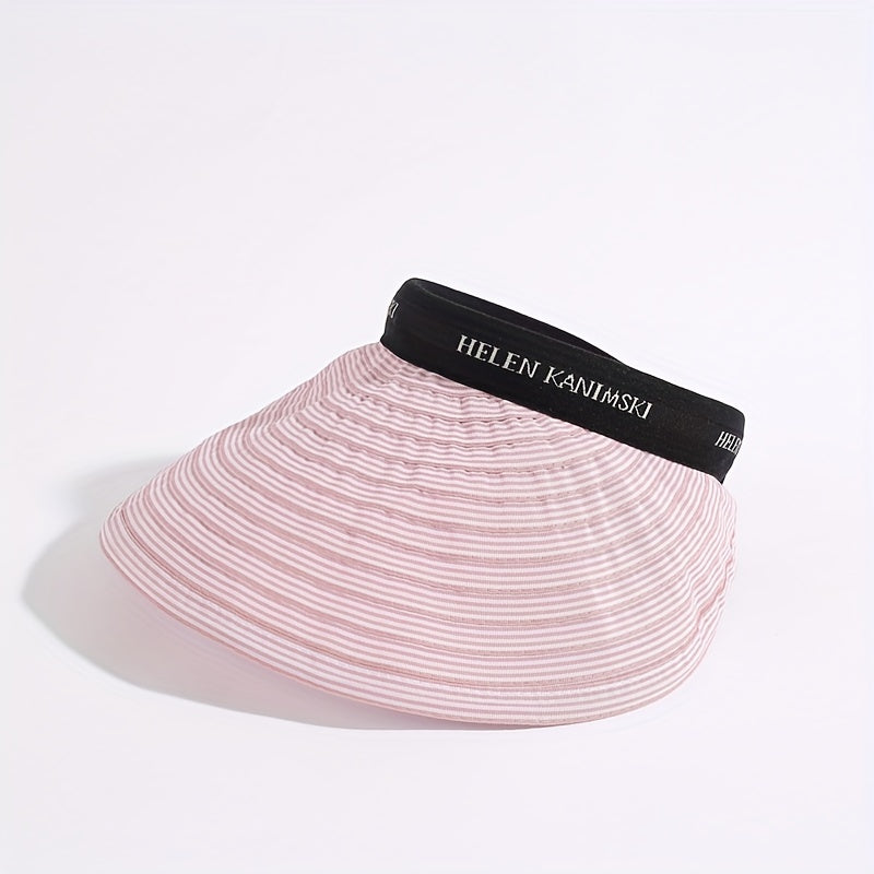 Striped Ponytail Visor Hat Foldable Headband Casual Sun Hats