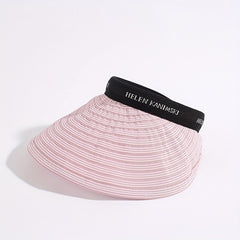 Striped Ponytail Visor Hat Foldable Headband Casual Sun Hats