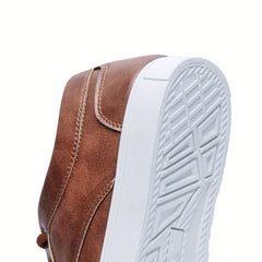 Men's Lace-up PU Leather Skate Shoes with Good Grip