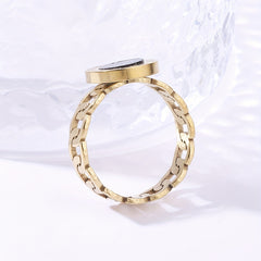 Retro Classic Roman Disk Chain Stainless Steel Rings
