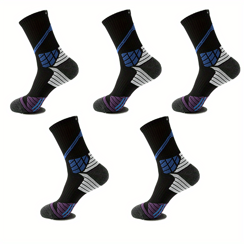 5 Pairs Colorblock Sports Socks for Women