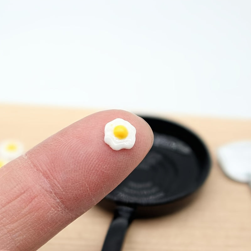 7pcs Food Play Pan Fried Egg and Spatula Set for Dollhouse Scene