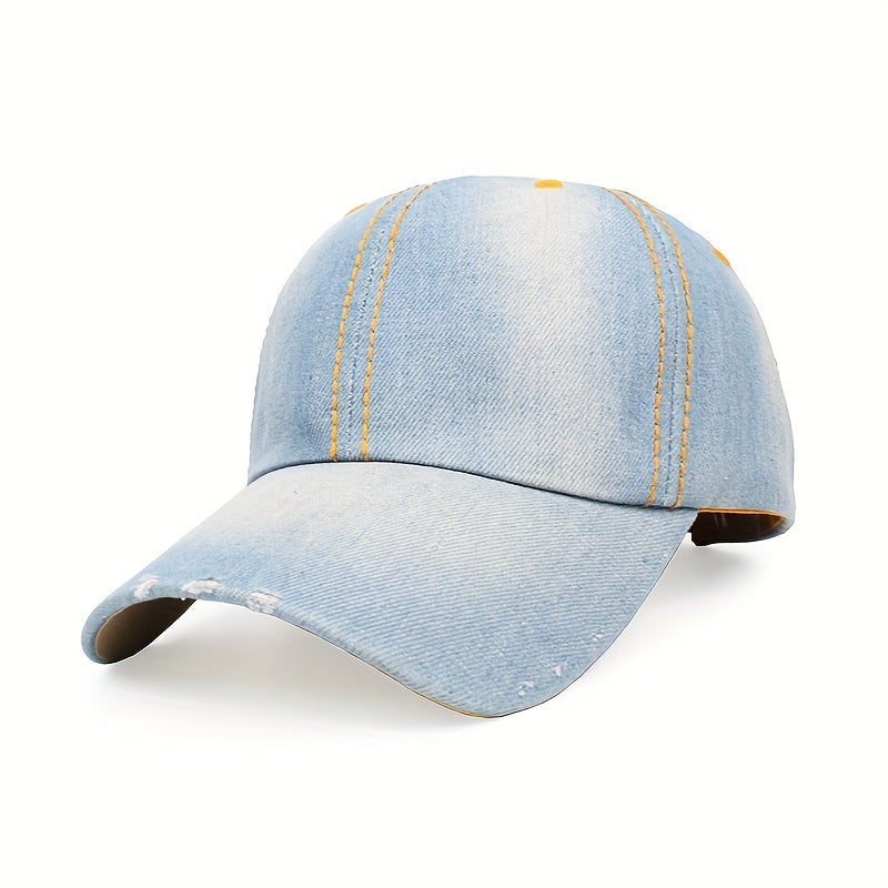 Distressed Denim Baseball Cap Hip Hop Unisex Dad Hat