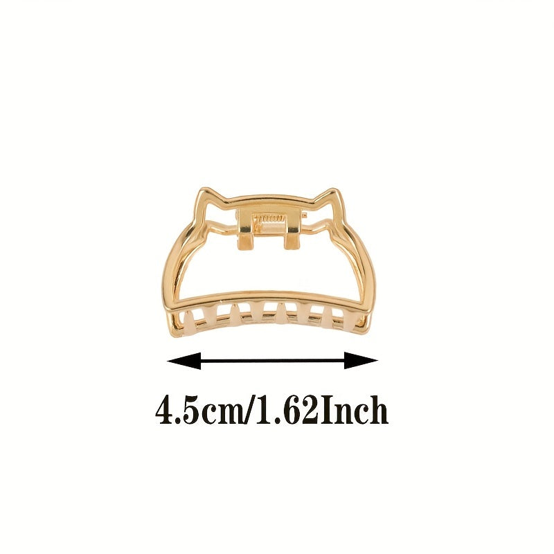5PCS Hollow Heart Metal Hair Claw Clips Non Slip Mini Golden Geometric Barrettes