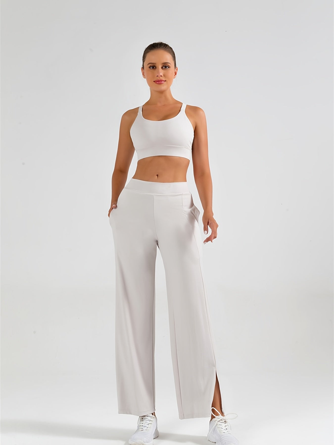 High Waist Wide Leg Sports Pants Stretchy Yoga Fitness Dance Pants