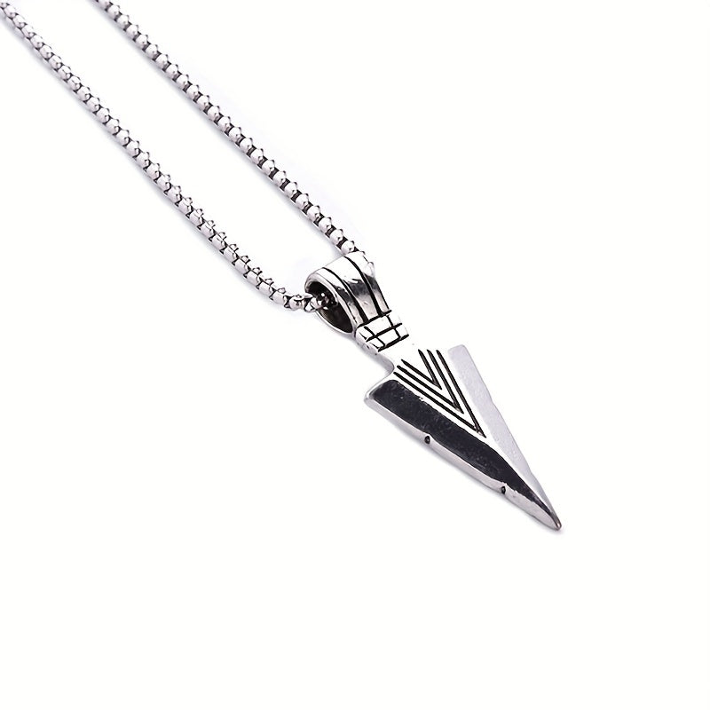 Men's Spearhead Pendant Necklace Street Hip hop Stainless Steel Sweater Chain