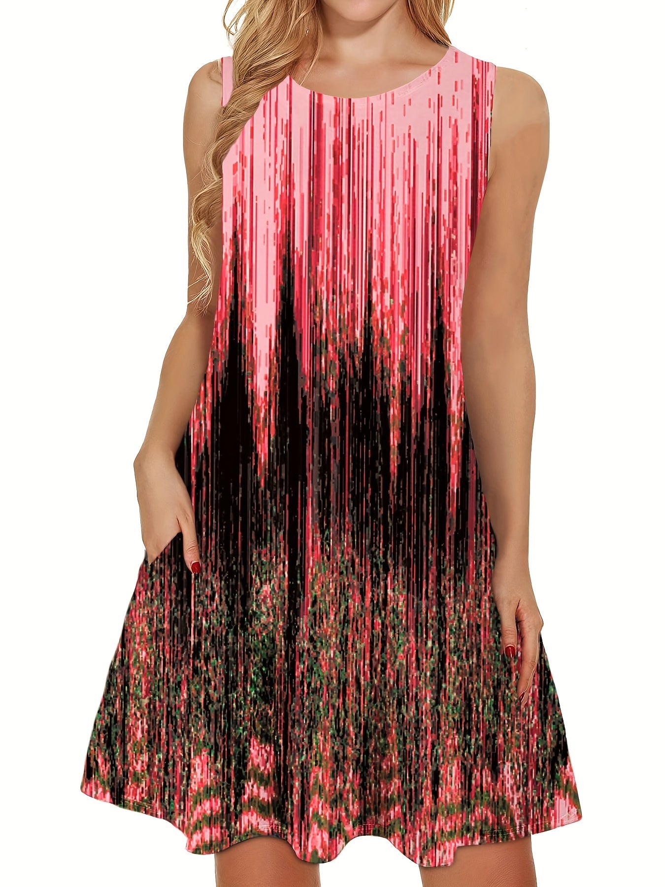 Sleeveless Mini Dress Crew Neck Casual Dress Women's Clothing