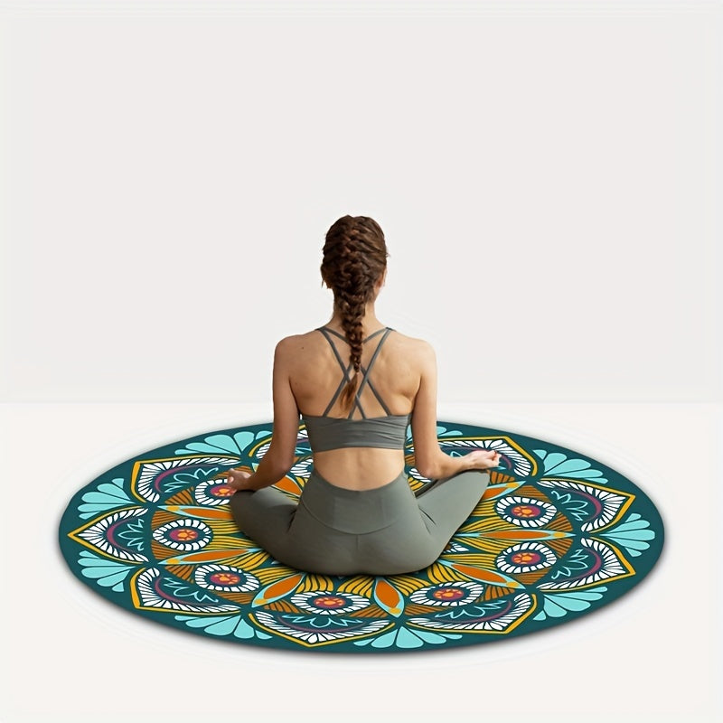 Non-Slip Yoga Mat Large Round Striped Mute Cushion