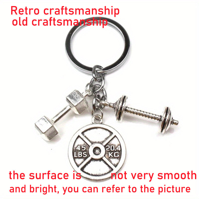 Men's Weight Lifting Keychain Gym Dumbbell Initial Charm Gift