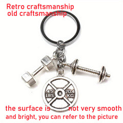 Men's Weight Lifting Keychain Gym Dumbbell Initial Charm Gift