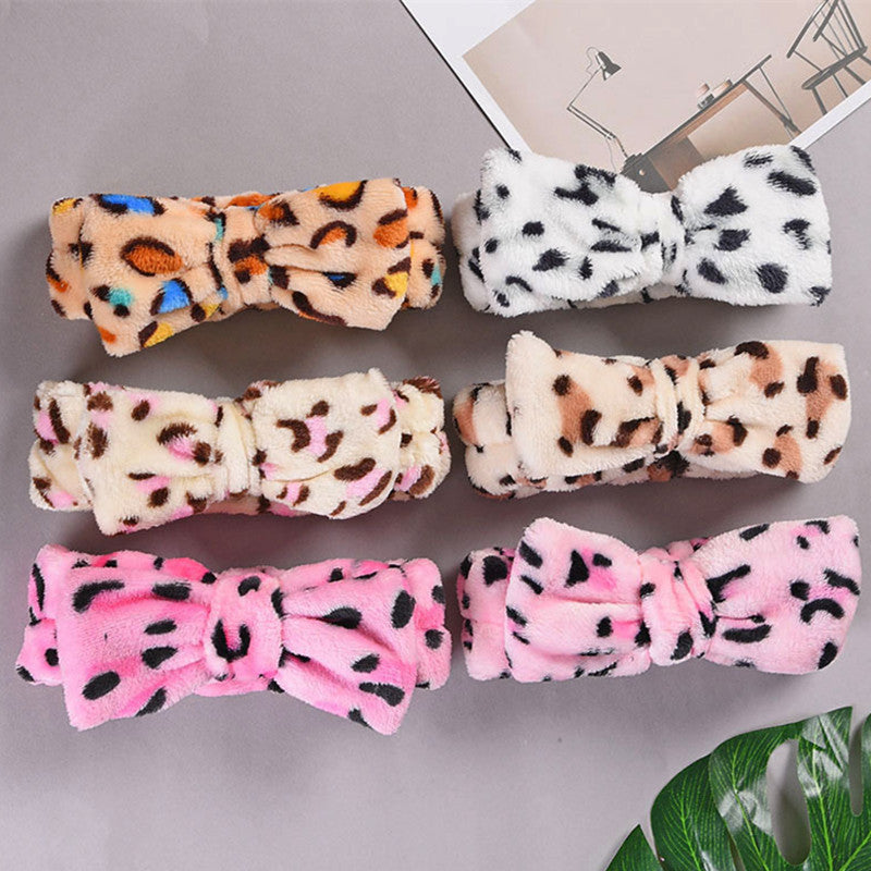 Spa Headband Leopard Print Elastic Hair Band for Girls Women