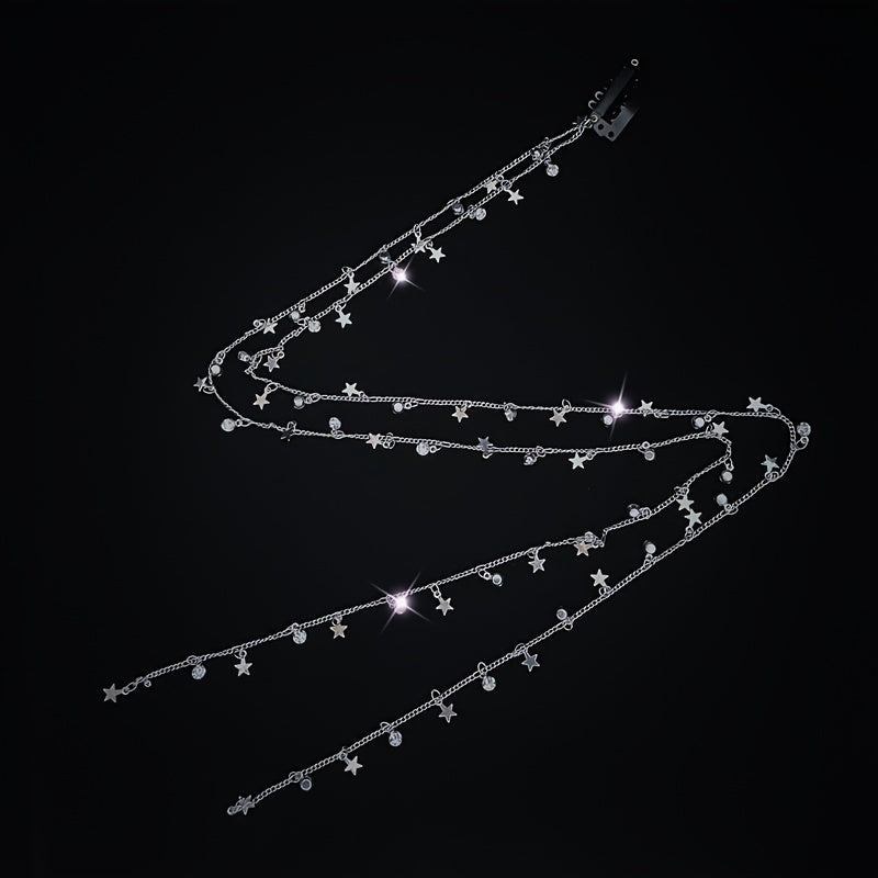 Rhinestone Chain Tassel Hair Clips Headband Punk Hair Accessories