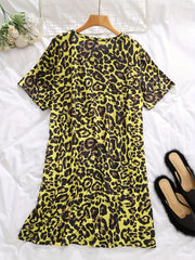  Leopard Print Short Sleeve Nightdress