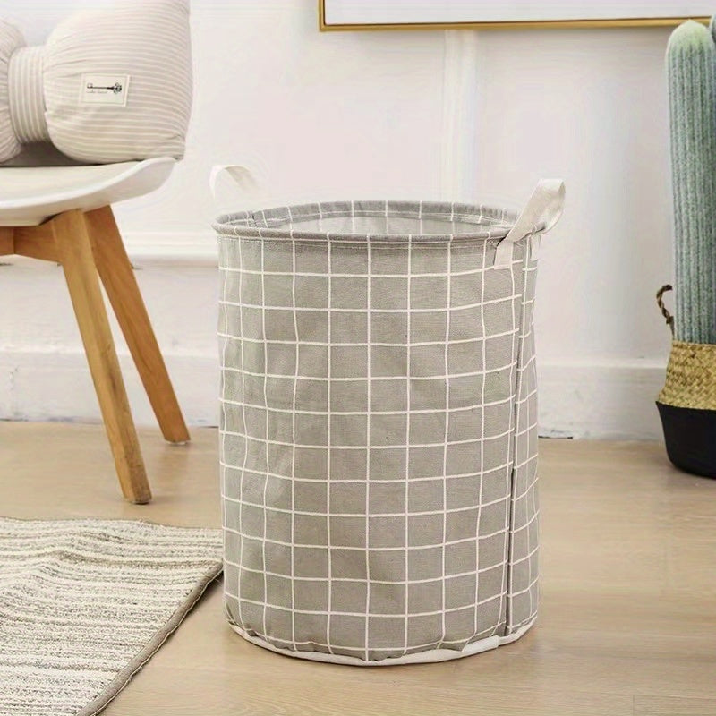 Circular Linen Foldable Storage Basket for Clothes