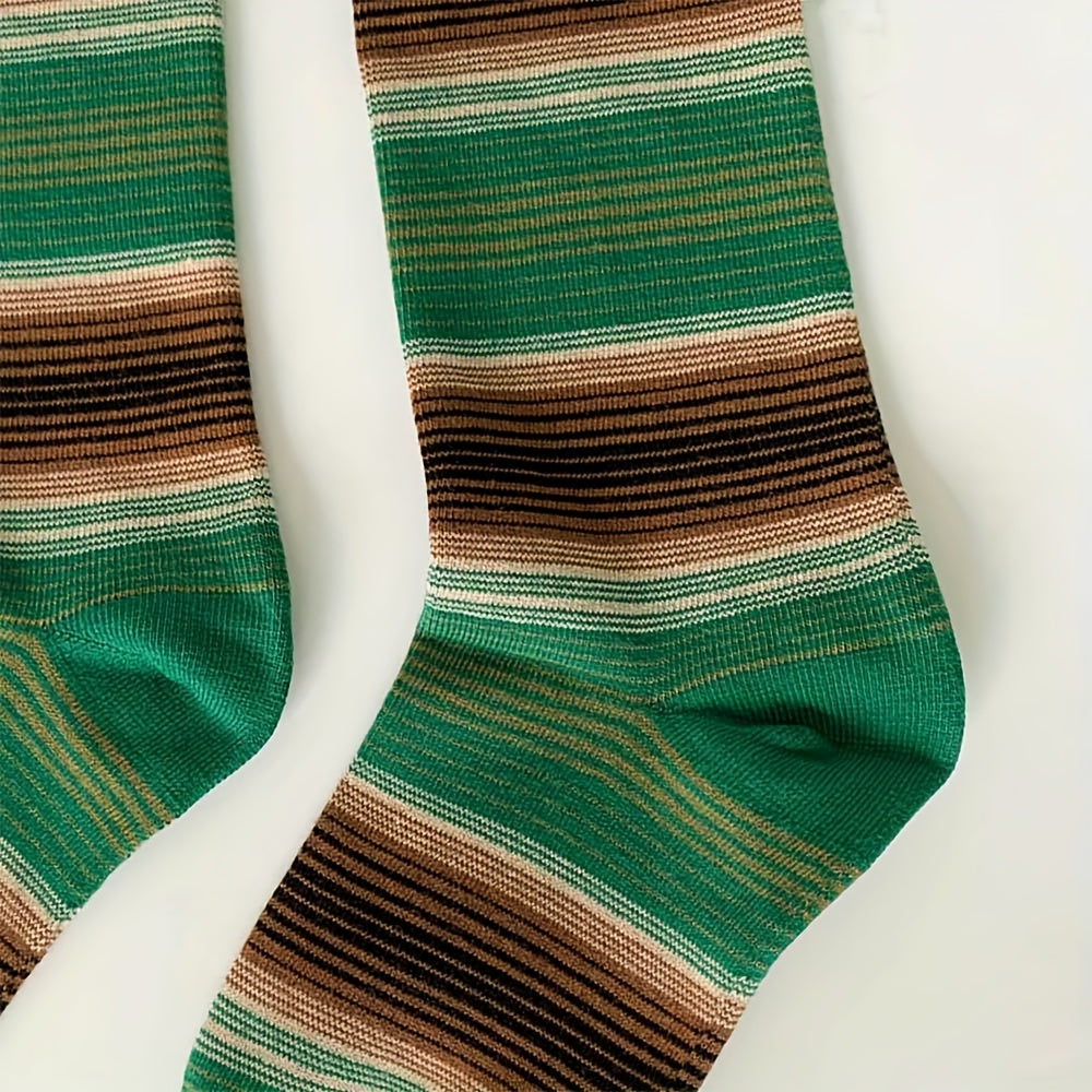 Striped Colorblock Knee-High Socks
