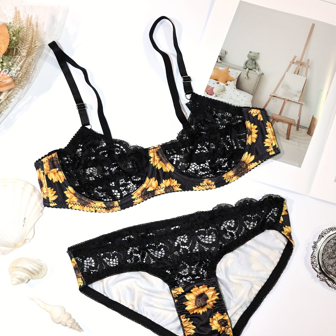 Floral Print Unlined Bra & Panties Set