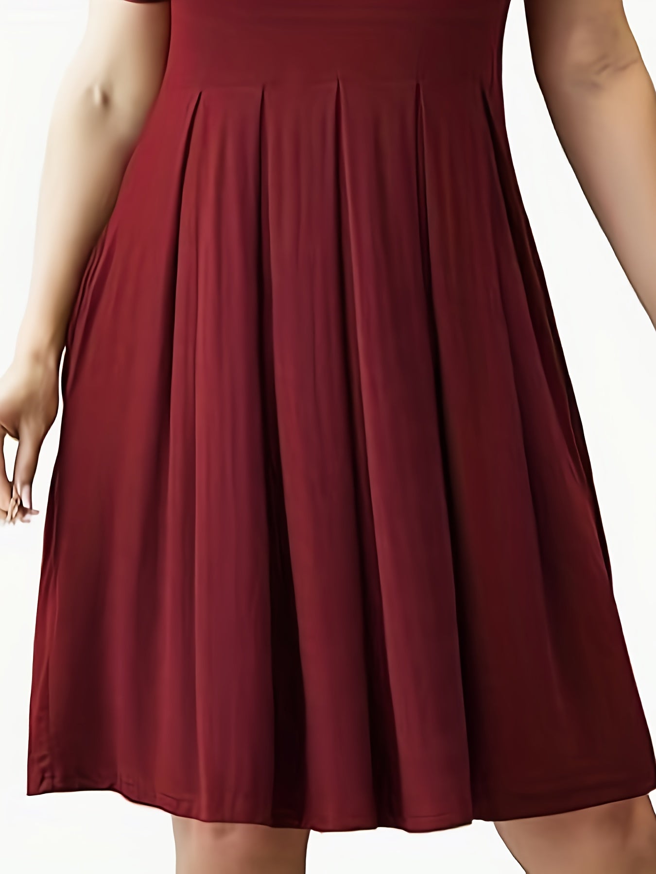 Women's Plus Solid Short Sleeve Casual Dress with Pockets