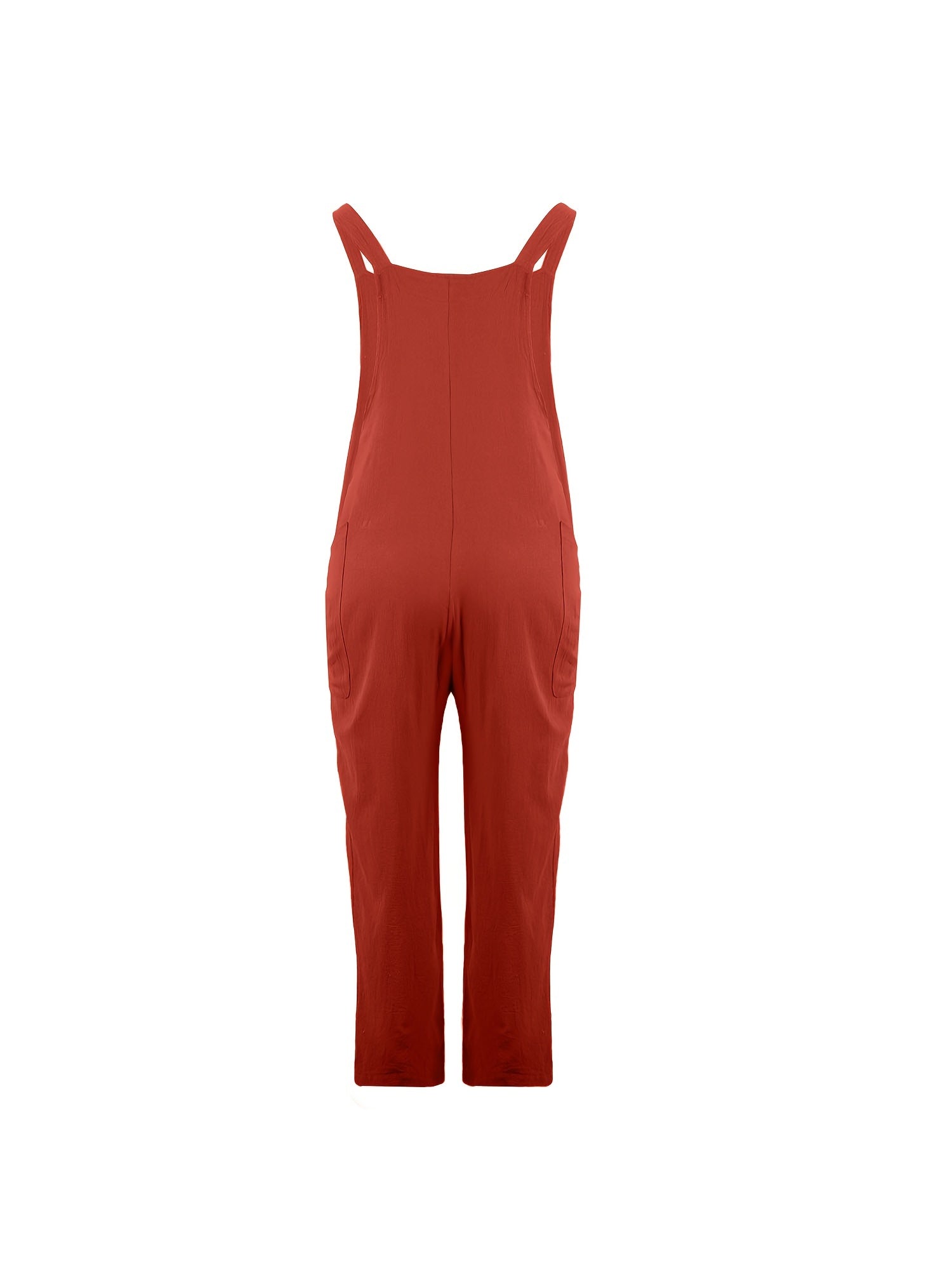 Solid Camisole Long Jumpsuit Sleeveless Side Pockets Women's Clothing