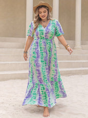  Tie Dye V Neck Maxi Dress