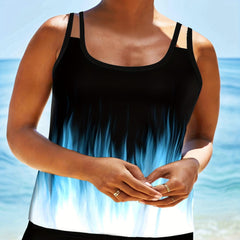  Ombre Print Tank Top & Shorts Swimsuit Set