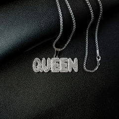 Punk Hip Hop Silver Rhinestone Letter Necklace