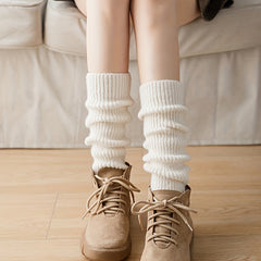 Ribbed Leg Warmers Knitted Knee High Socks Women's Stockings