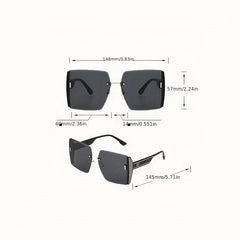 Square Frameless Trimmed Sunglasses Big Frame Sunglasses