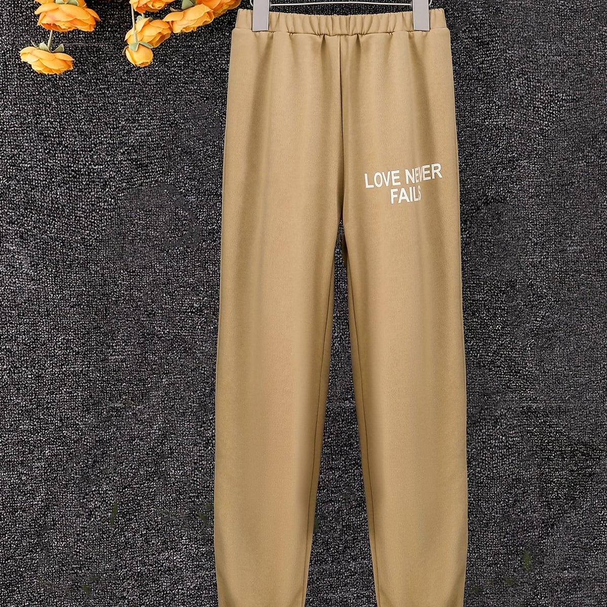 Girls ''Love Never Fails'' Letter Long Pants