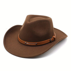 Casual Sunshade Straw Hat with Belt & Metal Buckle for Travel Seaside