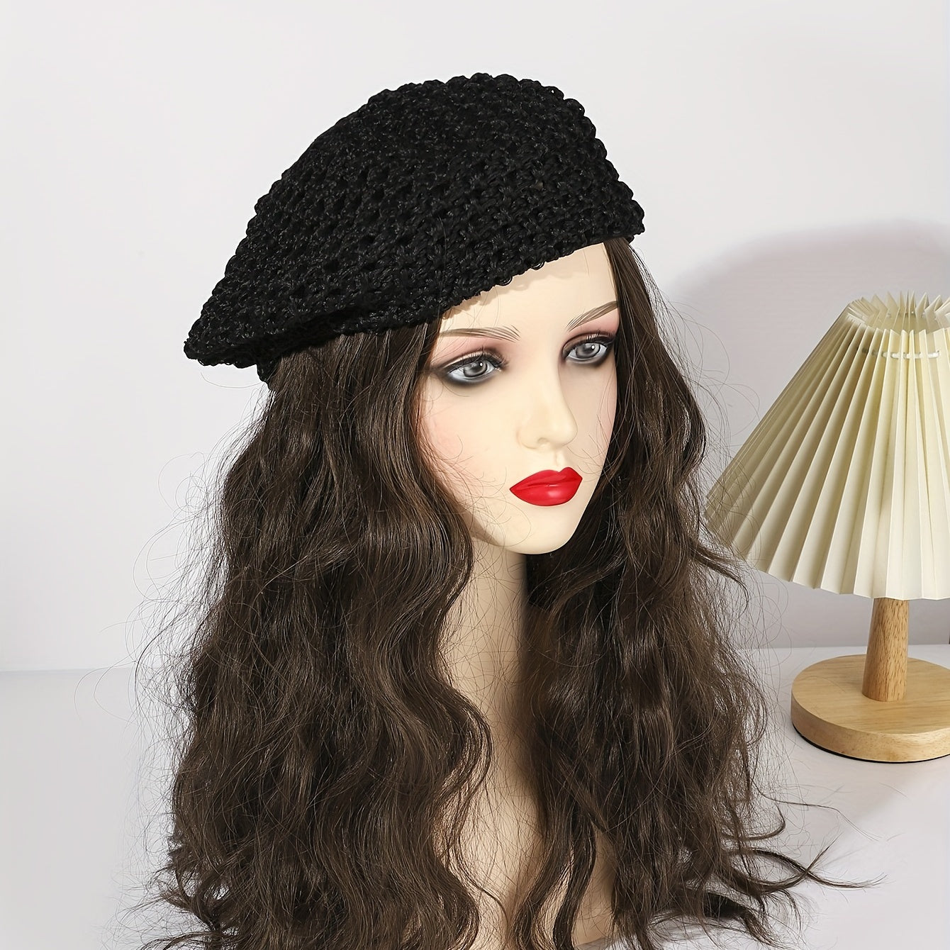 Hollow Out Crochet Beret Pumpkin Cap Octagonal Hat For Women