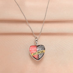 Heart Shaped Crystal Pendant Necklace With Mom Letter Necklace