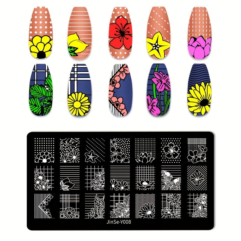 Stainless Steel Nail Stamping Plates Flower Fruits Image Stamp Template