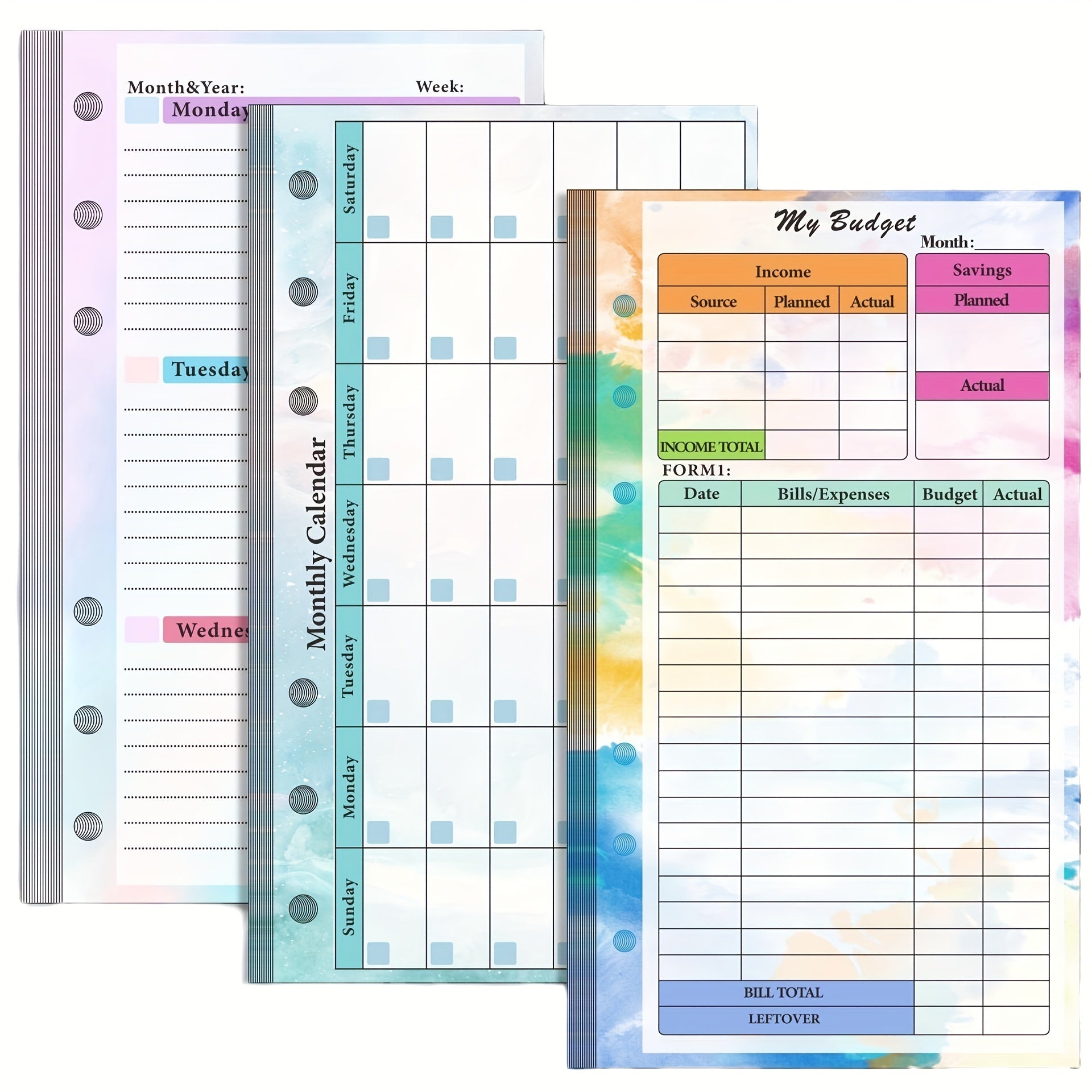 A6 Planner Refill Inserts Double Sided Budgeting Bill Saving & Organization