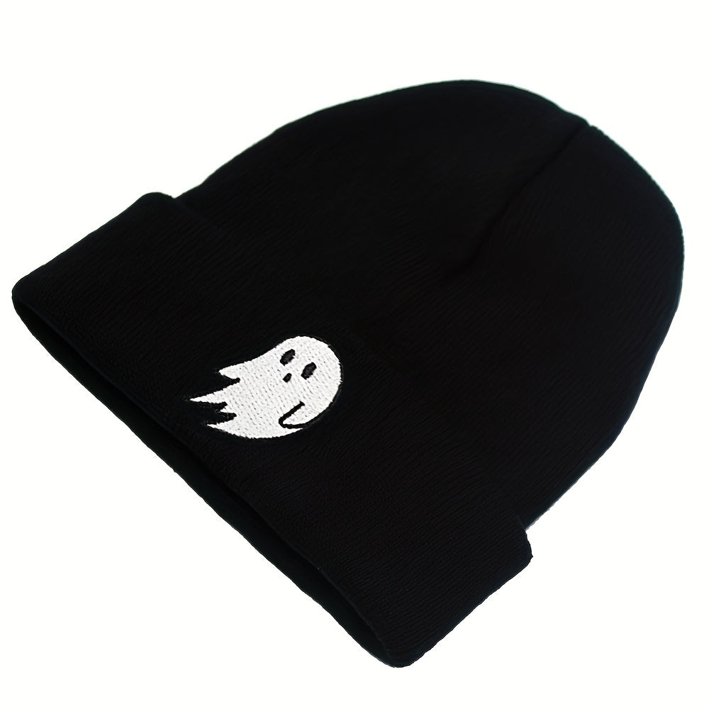 Embroidered Knitted Hat Cartoon Pattern Warm Beanie Hat Unisex
