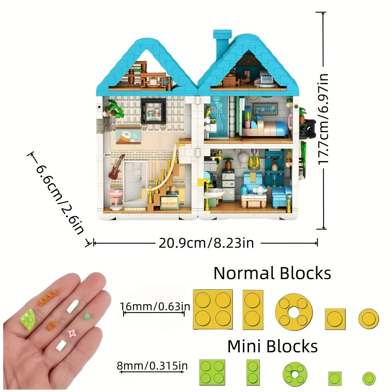 1000 pcs House Building Blocks Openable & Closeable Mixed Colors