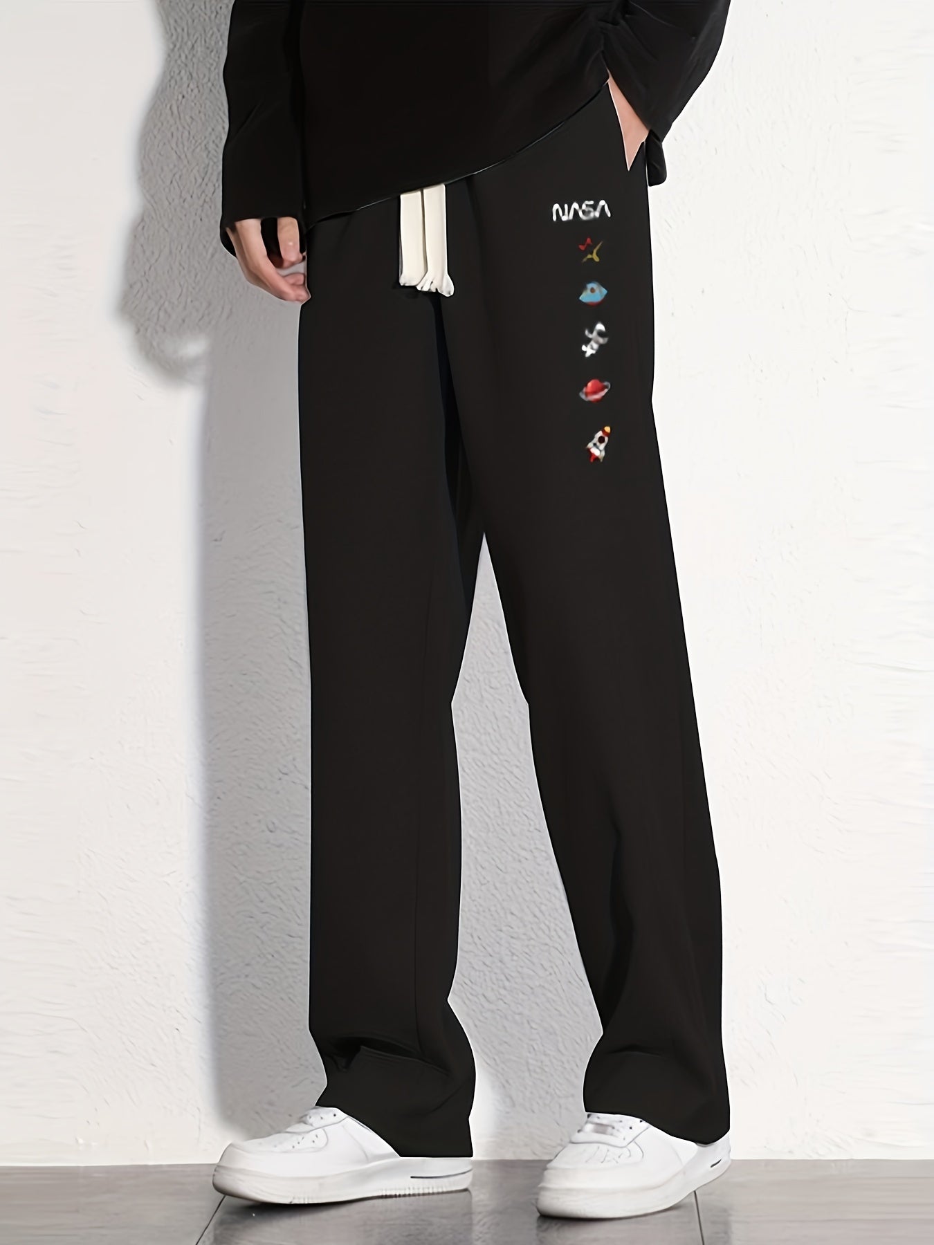 Space Theme Cotton Sweatpants Men's Casual Loose Fit Pants