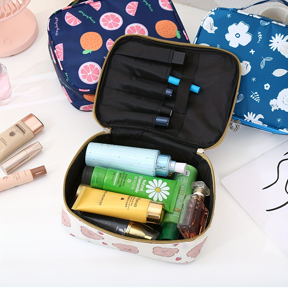 Cartoon Pattern Cube Travel Cosmetics Wash Bag Lightweight Storage Organizer